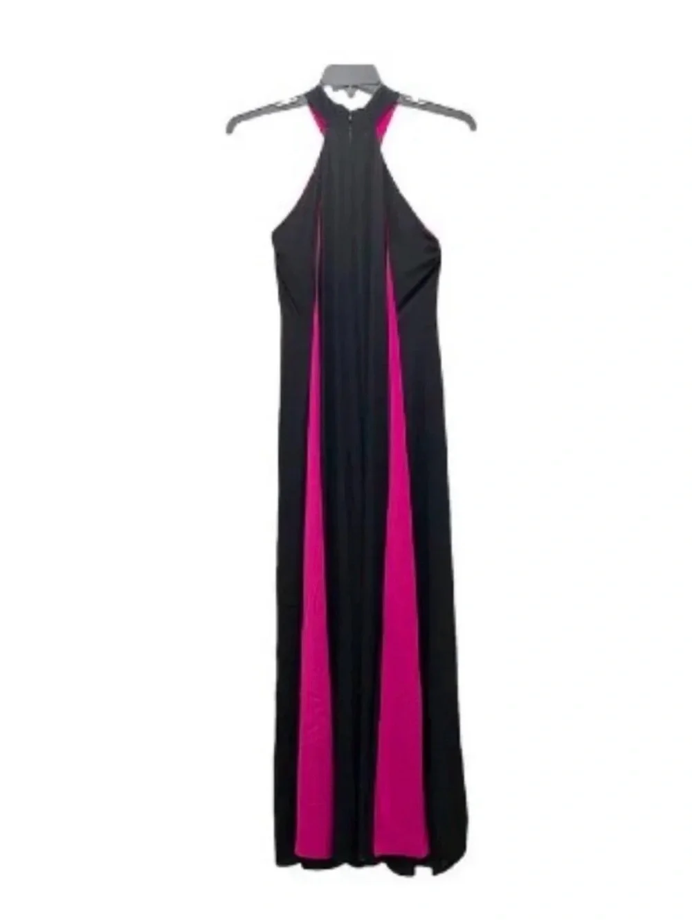 Alex Marie Black Maxi Halter Dress with Hot Pink Back Panel - Picture 4 of 5